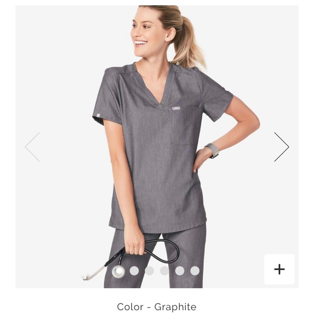 NWOT FIGS Catarina One-Pocket Scrub Top GRAPHITE